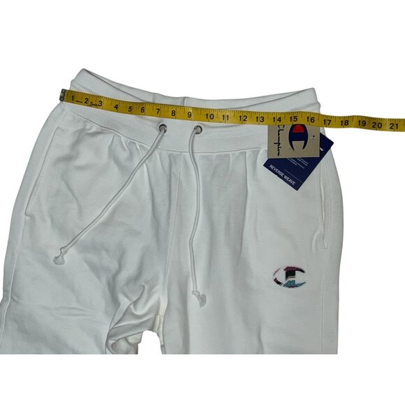 Champion Reverse Weave Colorful Embroidered Patch Sweat Pants Sz Large White Wom - Picture 7 of 12